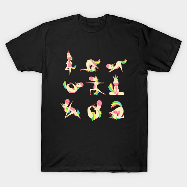 Unicorn Yoga Poses Funny Meditation Yogi T-Shirt by Foxxy Merch